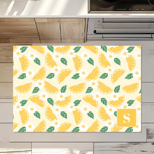 Floral Lemon Slices Personalized Kitchen Rug