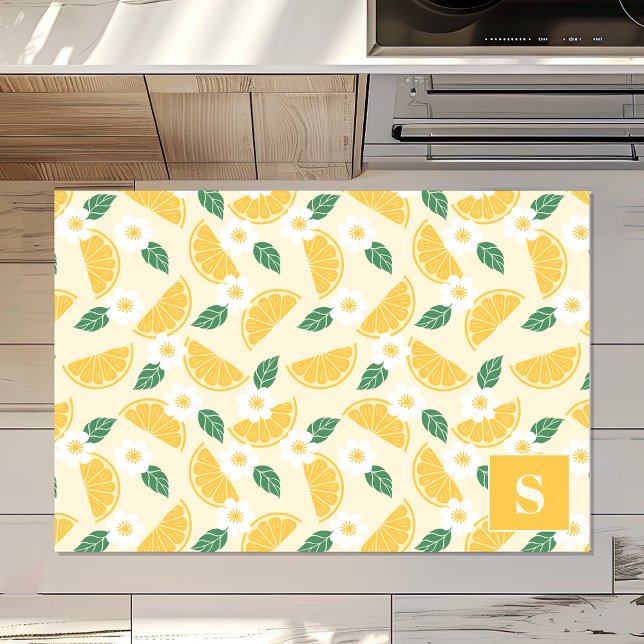 Floral Lemon Slices Personalized Kitchen Rug (Creator Uploaded)