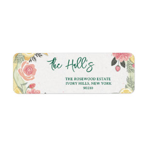 Floral Lemon Summer Wedding Label