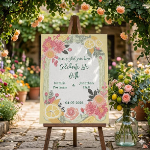 Floral Lemon Summer Wedding Welcome Sign