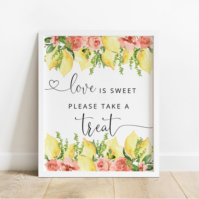 Floral Lemon Theme Love Is Sweet Treats Poster (Creator Uploaded)