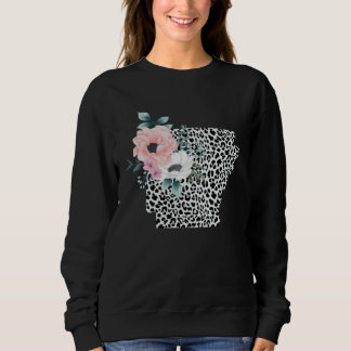 Floral Leopard Arkansas Patriotic Woman Girl Sweatshirt