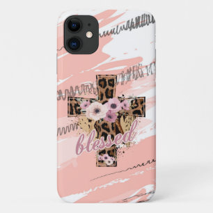 Floral Leopard Cross blessed faith Easter iPhone 11 Case