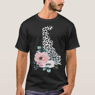 Floral Leopard Delaware Patriotic Woman Girl T-Shirt