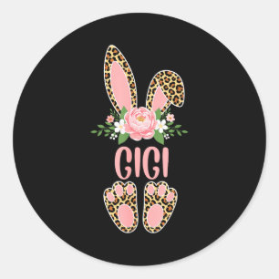 Floral leopard gigi bunny happy easter spring Flor Classic Round Sticker