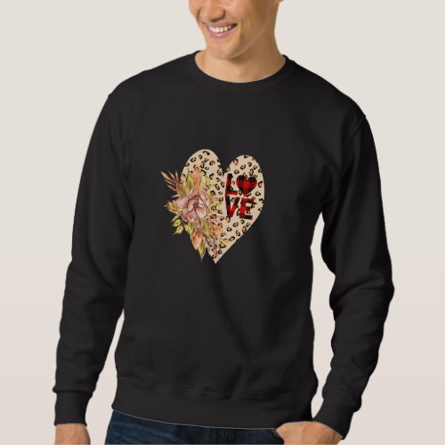 Floral Leopard Love Heart Buffalo Plaid Love Women Sweatshirt