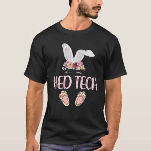 Floral Leopard Med Tech Bunny Funny Apparel For Ea T_Shirt