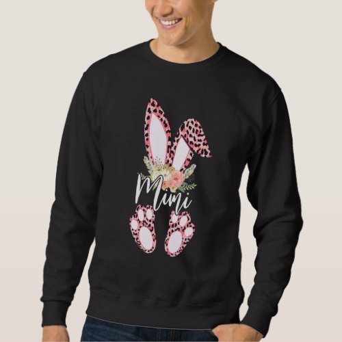 Floral Leopard Mimi Bunny Happy Easter Day Mother Sweatshirt