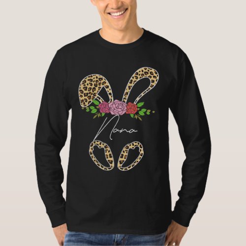 Floral Leopard Nana Bunny   Easter Mothers Day T_Shirt