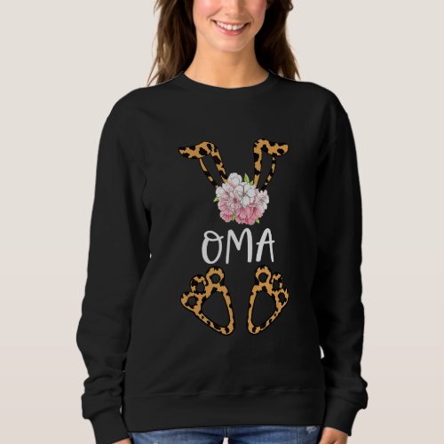 Floral Leopard Oma Bunny Happy Easter Mothers Day Sweatshirt