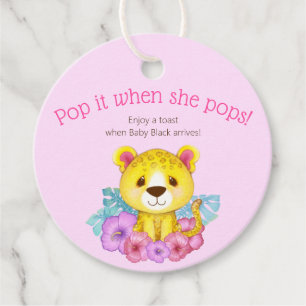 Floral Leopard Pop It When She Pops Favor Tags