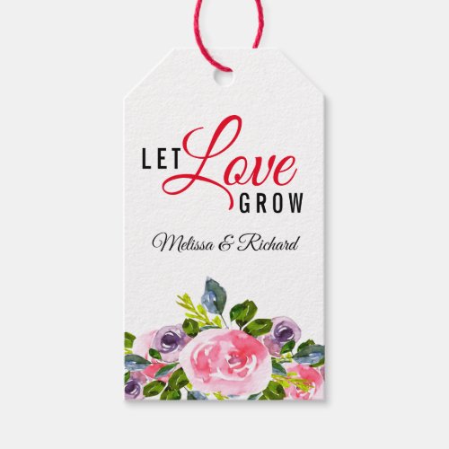 Floral Let Love Grow Wedding Thank You Gift Tags