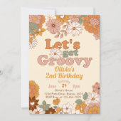 Floral Let's Get Groovy Birthday Party Invitation | Zazzle