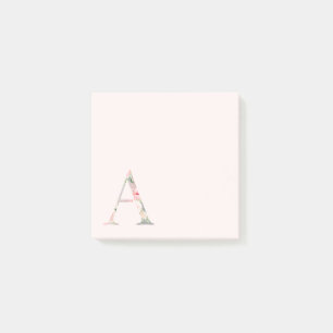 Floral Letter "A" Monogram Post-It Notes