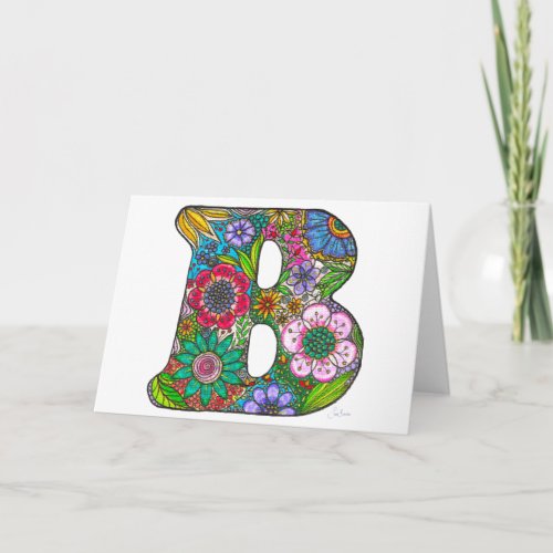 Floral Letter B Greeting Card _ from original art