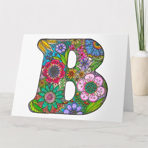 Floral Letter B Greeting Card _ from original art