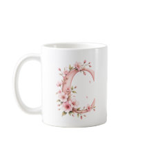 Floral Letter C Cherry Blossom Personalized Mug