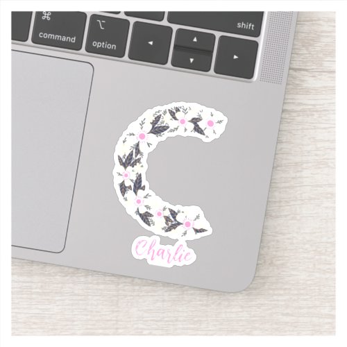 Floral letter C custom cut vinyl stickers