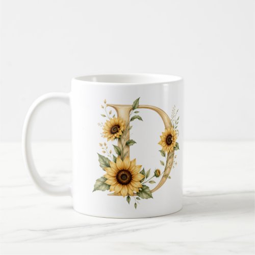 Floral Letter D Daisy Personalized Mug