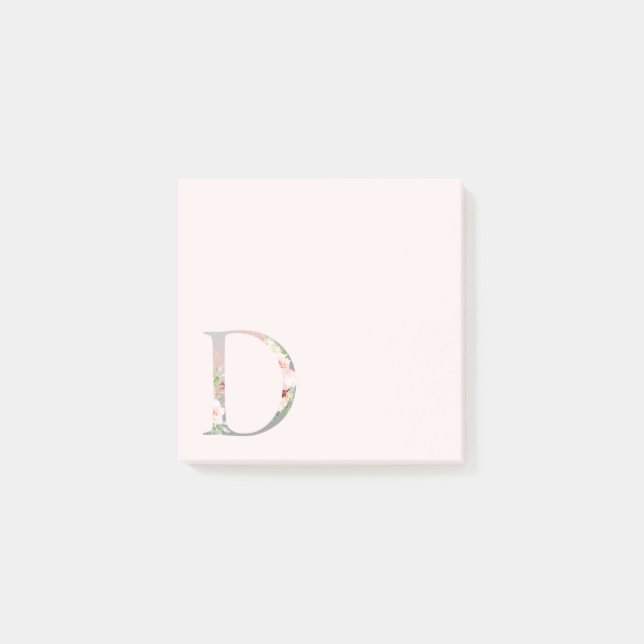 Floral Letter "D" Monogram Notes (Front)