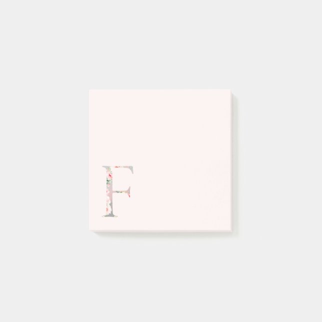 Floral Letter "F" Monogram Notes (Front)