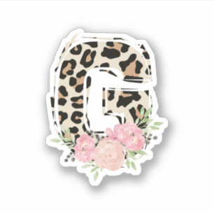 Floral Letter G Initial Name Leopard Cheetah Print Sticker