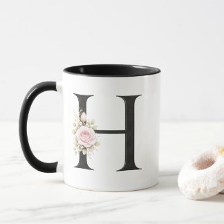 Floral Letter H Monogram | Elegant Initial H Logo Mug