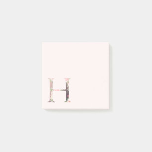 Floral Letter "H" Monogram Notes