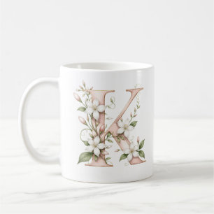 Floral Letter K Jasmine Flower Personalized Mug