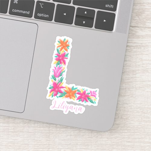 Floral letter L custom cut vinyl stickers