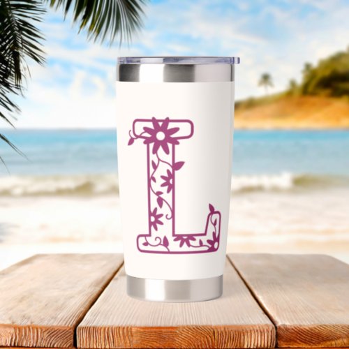 Floral Letter L Design  Insulated Tumbler