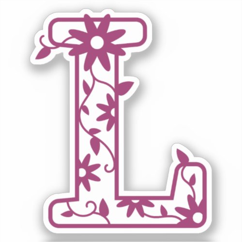 Floral Letter L Design  Sticker