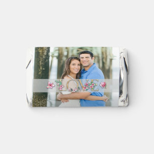 Floral Letter LOVE with Couples Photo Heart Hershey's Miniatures