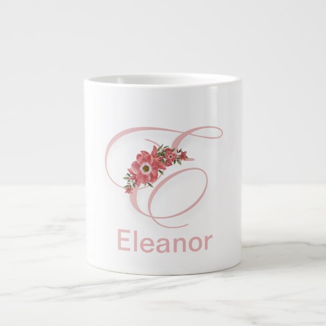 Floral Letter Modern Monogram Initial coffee Mug (Front)
