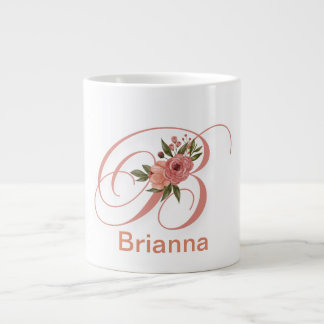  Floral Letter Modern Monogram Initial Giant Coffee Mug