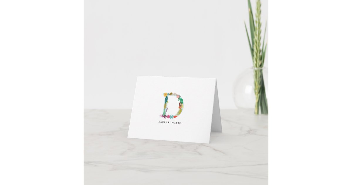 Monogram Initial D Floral Letter Monogram Initial - D - Folded Card | Zazzle