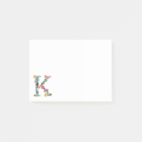 Floral Letter Monogram Initial _ K _ Post_it Notes