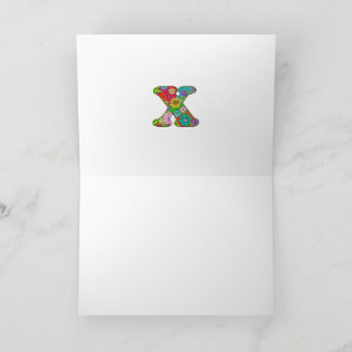 Floral Letter X Greeting Card - Blank Inside