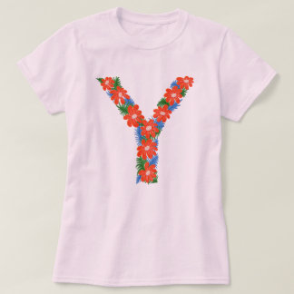 Floral letter Y woman's basic T-shirt