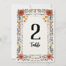 Floral Letterpress Table Number