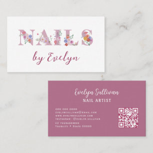 Floral Letters Nails Business Card