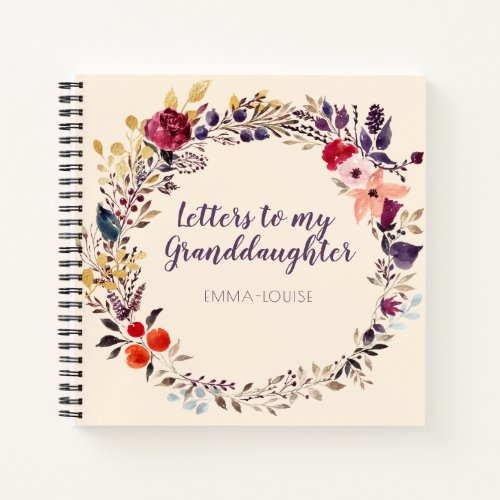 Floral Letters to My Granddaughter Keepsake Notebook