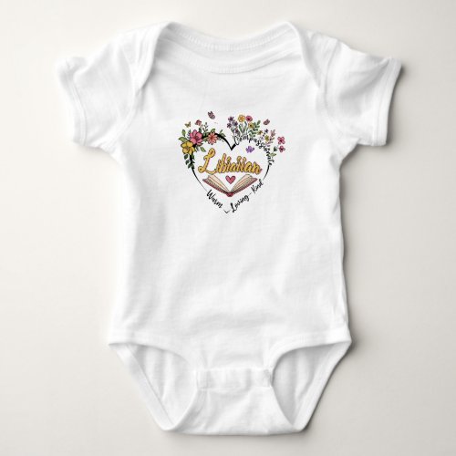 Floral Librarian Heart Baby Bodysuit