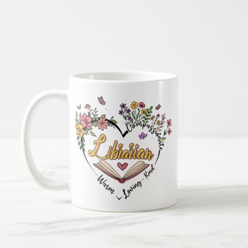 Floral Librarian Heart  Coffee Mug
