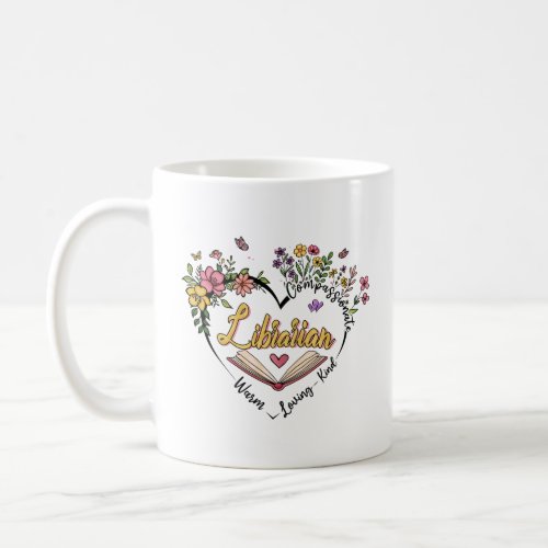 Floral Librarian Heart  Coffee Mug