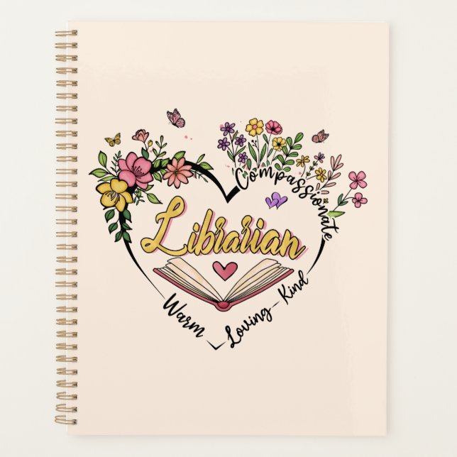 Floral Librarian Heart Planner (Front)