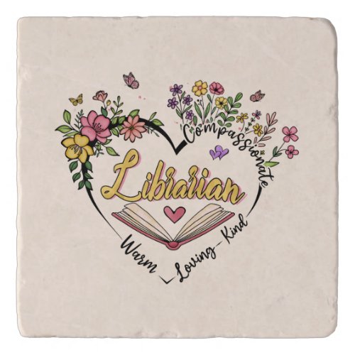 Floral Librarian Heart Trivet