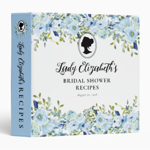 Floral Light Blue Regency Society Bridal Shower 3 Ring Binder