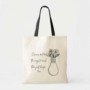Floral Light Bulb Inspirational Tote Bag