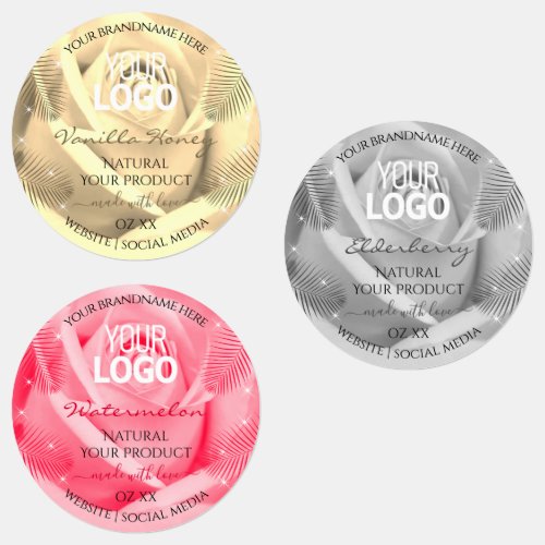 Floral Light Cream Gray Pink Product Labels Logo